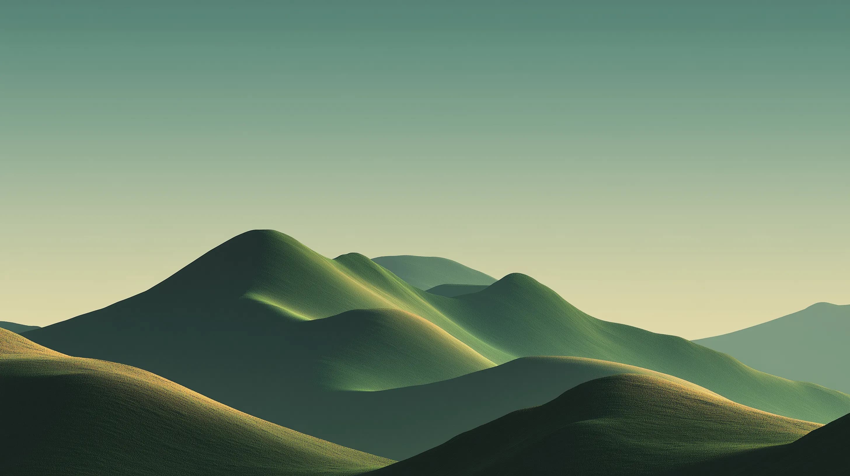 Rolling emerald hills at sunrise